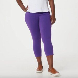 LOGO Layers by Lori Goldstein Regular Cropped Leggings , Purple Sz 5X a394800